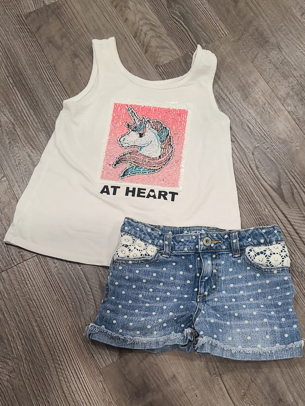 Unicorn/Mermiad At Heart Flip Sequin Tank Top Ww/ Matching Shorts Size 7/8